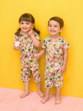 DOSSY Air-fit Wrinkle Short-sleeve Kids Indoor Wear Set