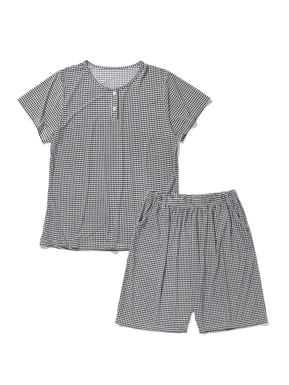 DOSSY Air Fit Checkered Round Pajamas Set