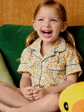 DOSSY Silk-fit Mandarin Short Sleeve Kids Pajama Set
