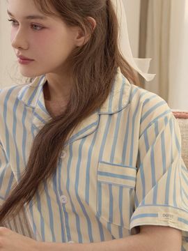 DOSSY Silk-fit Pure Short-sleeve Couple Pajama Set