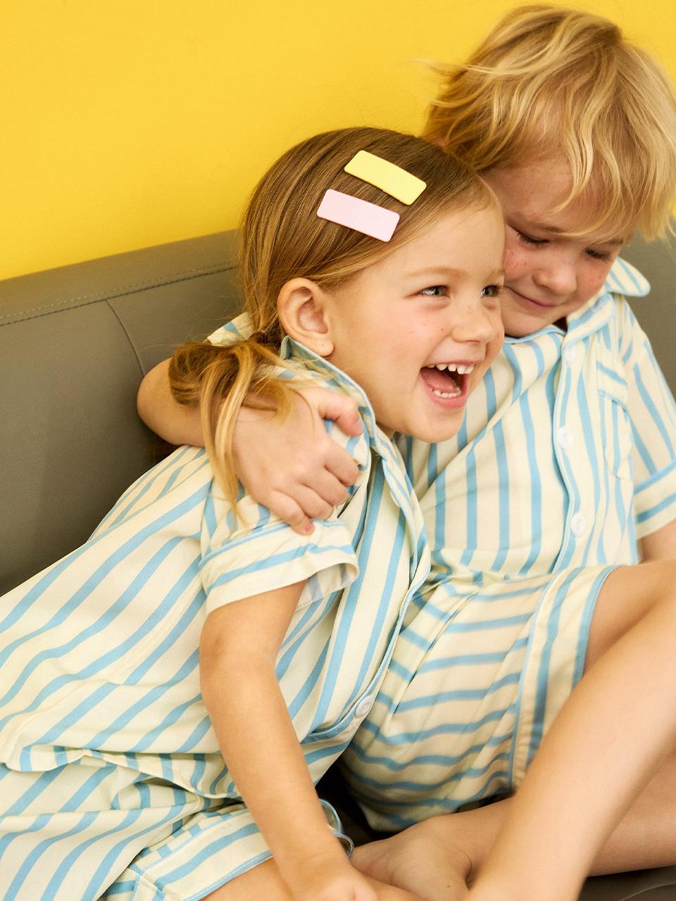 DOSSY Silk-fit Pure Short-sleeve Kids Pajama Set