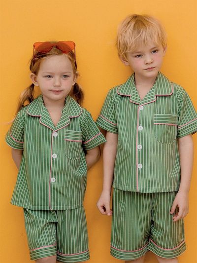 DOSSY Silk-fit Wednesday Short Sleeve Kids Pajama Set