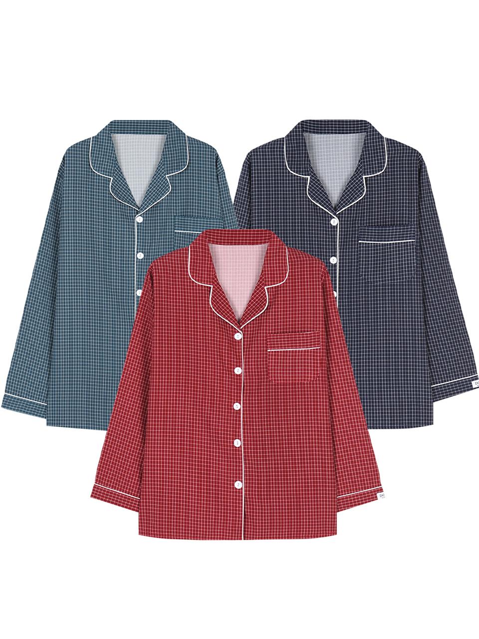 DOSSY Silk Fit Long-Sleeved Couple Pajamas Set SN - 01