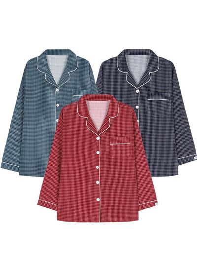 DOSSY Silk Fit Long-Sleeved Couple Pajamas Set SN - 01