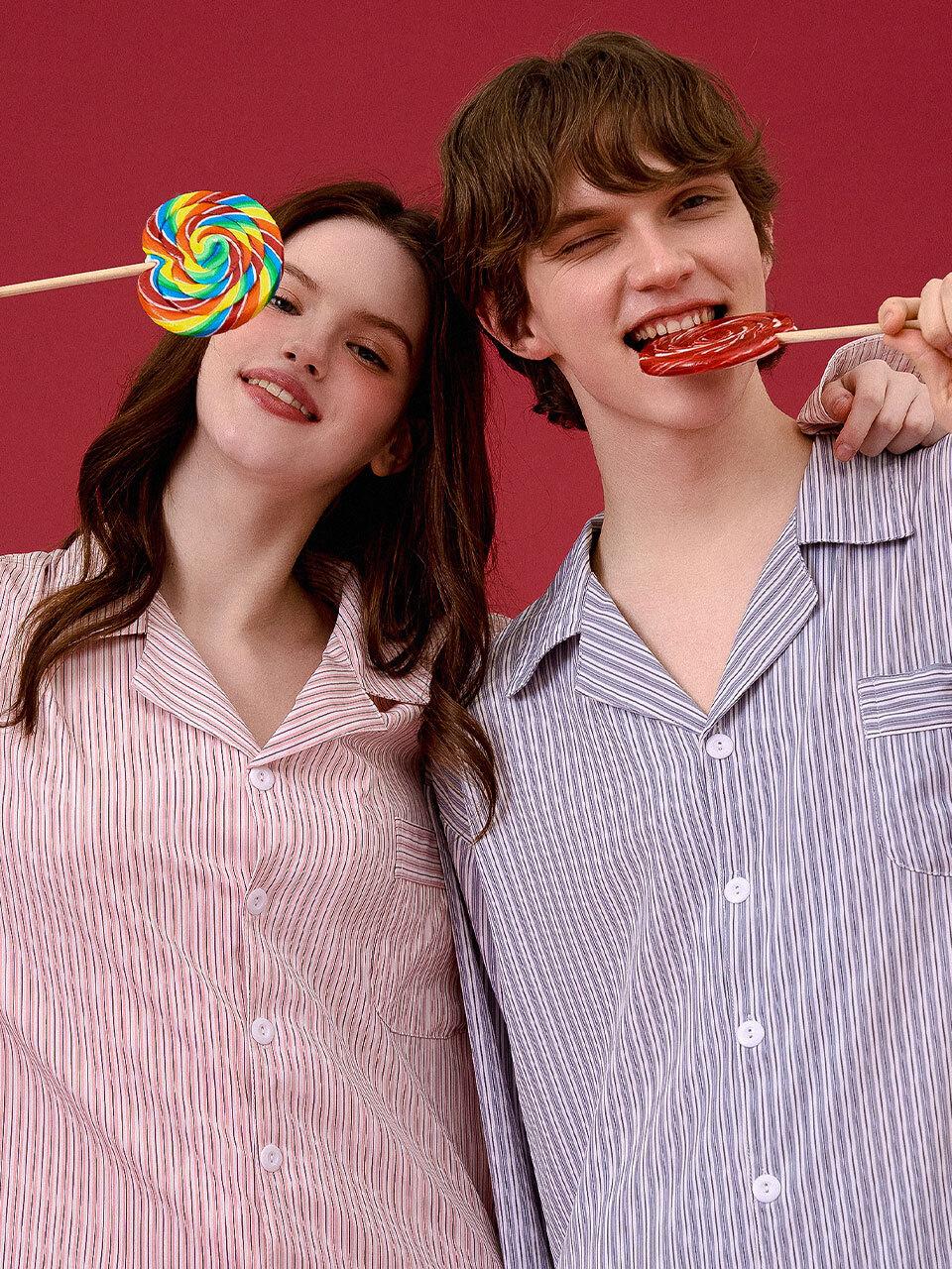 DOSSY Silk Fit Sleepy Long-Sleeved Couple Pajamas Set