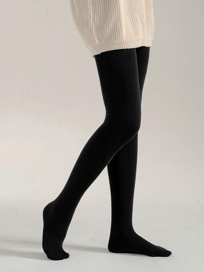 DOSSY Slim Fit Fur Tights Wool Leggings No Fleece/Increa