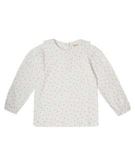 Dotty Dungarees Dotty Dungarees Girls' Peter Pan Collar Top with Pink Spots