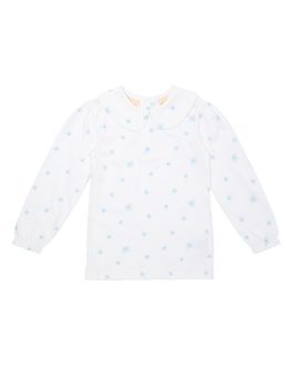 Dotty Dungarees Dotty Dungarees Girls' Snowflake Print Peter Pan Collar Top