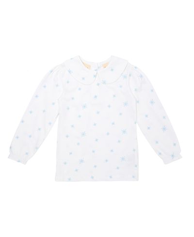 Dotty Dungarees Dotty Dungarees Girls' Snowflake Print Peter Pan Collar Top
