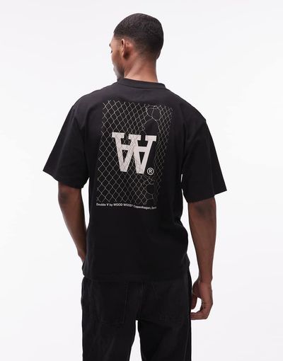 Double A by Wood Wood Double A By Wood Wood 100% cotton liam t-shirt with logo back print in black