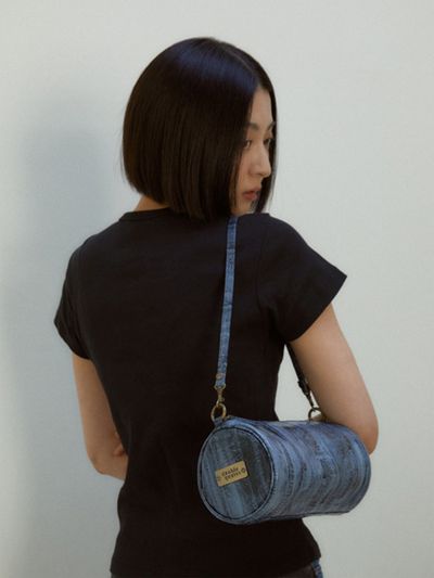 doublequotes Butter Round Shoulder Bag_Blue Denim