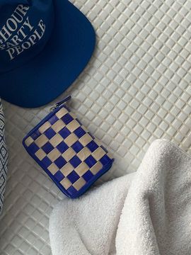 doublequotes Checker board card wallet marine