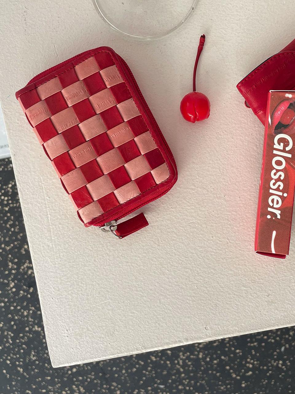 doublequotes Checker board card wallet RED bomb (checker board