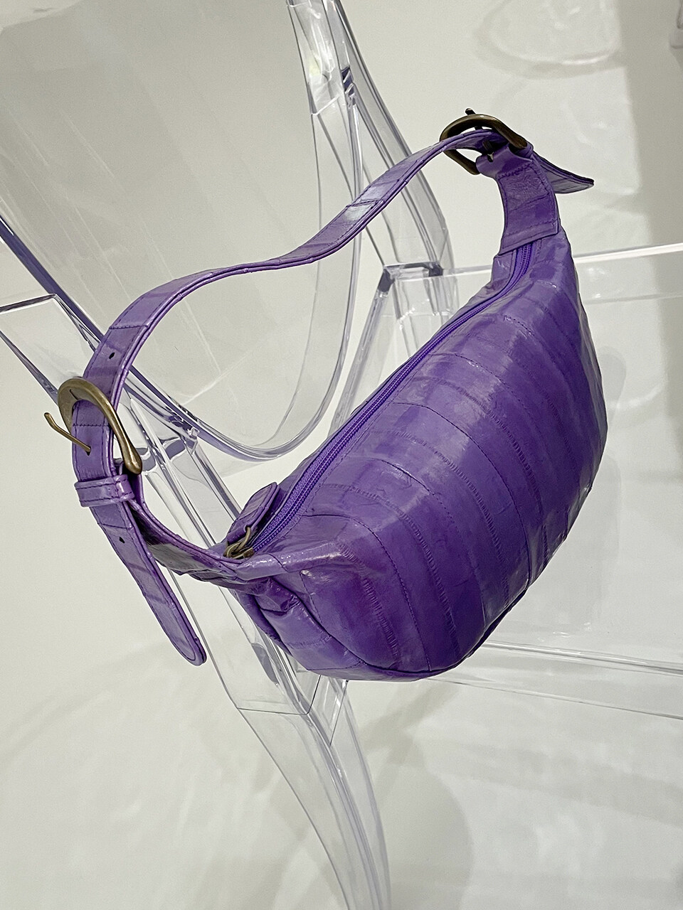 doublequotes Croissant Shoulder Bag - Purple