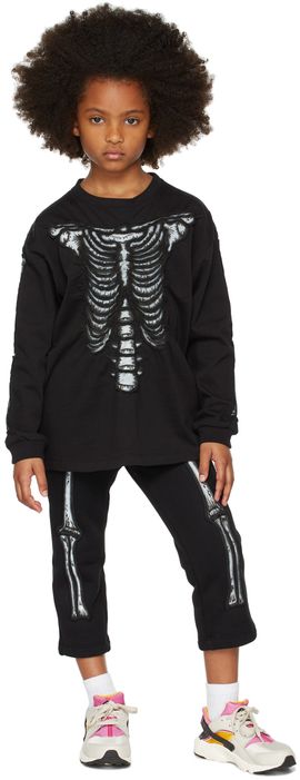 doublet doublet SSENSE Exclusive Kids Black Skull Shirring Long Sleeve T-Shirt