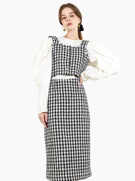 DOupWN Bustier Two-Piece Tweed Dress [BLACK]