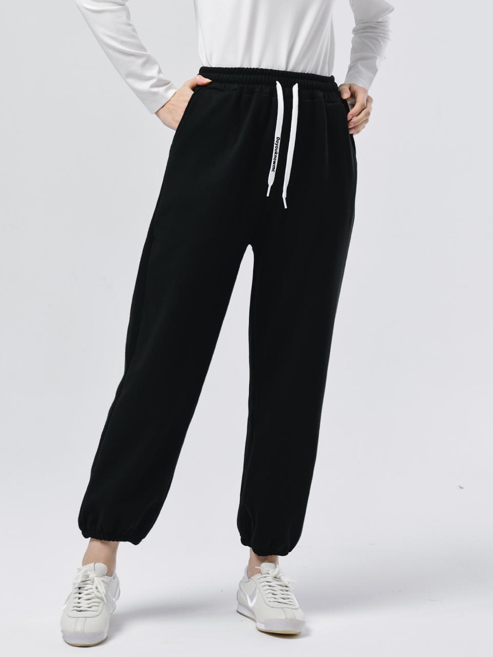 DOYOUKNOWMC 24FW Thick waist banding fur thermal hem banding black jogger pants