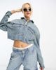 Dr Denim Dr Denim denim cropped jacket in mid blue - 1