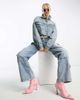 Dr Denim Dr Denim denim cropped jacket in mid blue - 3