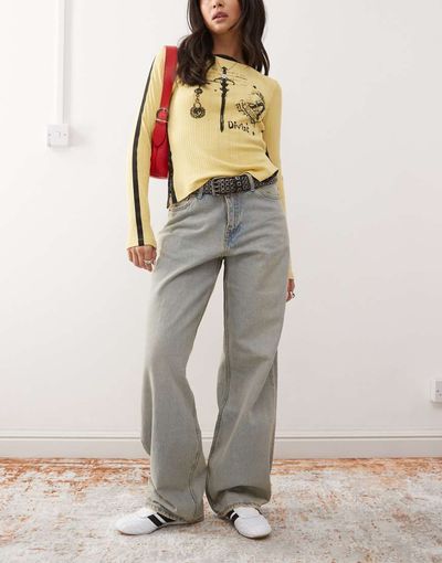Dr Denim Dr Denim Hill relaxed fit low waist wide straight leg jeans in canyon light vintage blue wash