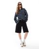 Dr Denim Dr Denim Lea low waist relaxed fit jort shorts in black - 1