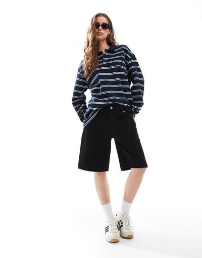 Dr Denim Dr Denim Lea low waist relaxed fit jort shorts in black