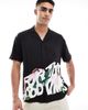 Dr Denim Dr Denim Madi short sleeve relaxed fit resort shirt in black floral times - 1