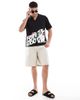 Dr Denim Dr Denim Madi short sleeve relaxed fit resort shirt in black floral times - 4