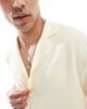 Dr Denim Dr Denim Madi short sleeve relaxed fit resort shirt in butter yellow embroidery - 2