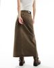 Dr Denim Dr Denim Myra maxi denim skirt with front split in washed coffee-Brown - 2
