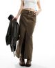 Dr Denim Dr Denim Myra maxi denim skirt with front split in washed coffee-Brown - 3