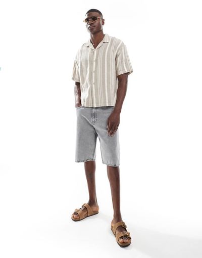 Dr Denim Dr Denim Omar relaxed fit mid waist shorts in ash gray wash