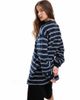 Dr Denim Dr Denim Reno polo relaxed fit long sleeve top in navy and white stripe - 2
