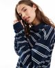 Dr Denim Dr Denim Reno polo relaxed fit long sleeve top in navy and white stripe - 3