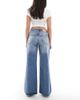 Dr Denim Dr Denim Rhue low rise wide leg flare jeans with rips in stream sky fade wash-Blue - 2