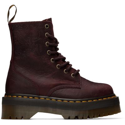 Dr. Martens Dr. Martens Burgundy Jadon Floral Emboss 8 Eye Platform Boots