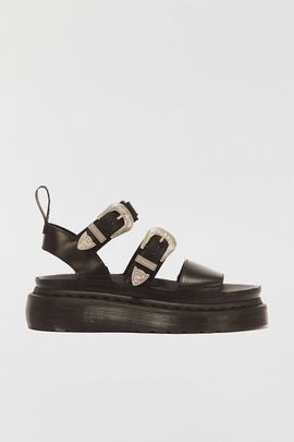 Dr. Martens Dr. Martens Gryphon Quad Platform Sandals in Black Atlas, Women's at Urban Outfitters