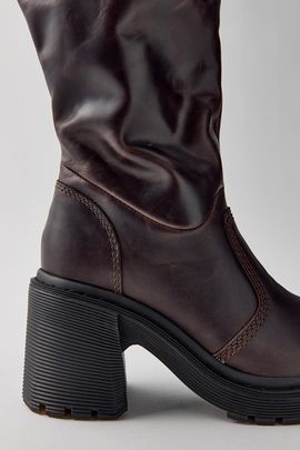 Dr. Martens Dr. Martens Women's Kasey Tall Heeled Boots in Dark Brown, Women's at Urban Outfitters