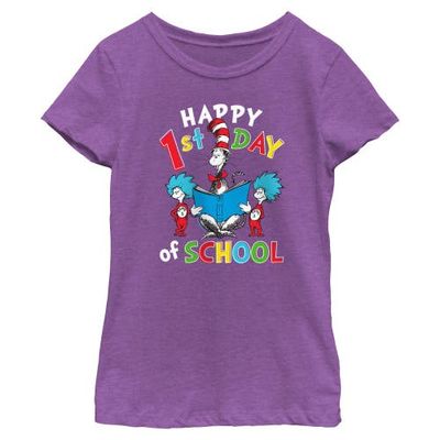 Dr. Seuss Dr. Seuss Girls' Happy First Day of School Graphic Short Sleeve T-Shirt