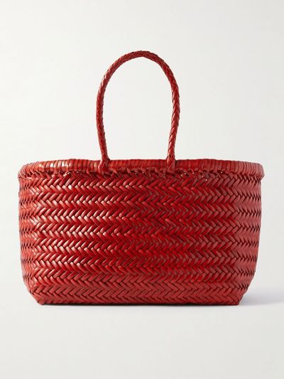DRAGON DIFFUSION Bamboo Triple Jump small woven leather tote