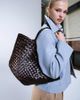 Dragon Diffusion Dragon Diffusion Egola woven leather shoulder basket bag in dark brown - 1