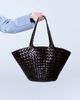 Dragon Diffusion Dragon Diffusion Egola woven leather shoulder basket bag in dark brown - 3