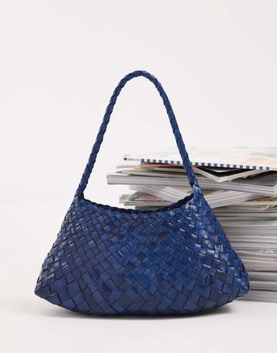 Dragon Diffusion Dragon Diffusion Rosanna woven leather shoulder bag in blue