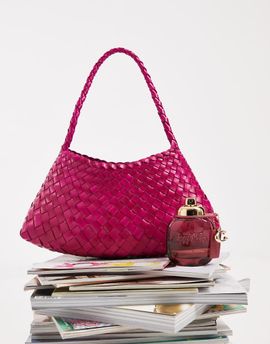 Dragon Diffusion Dragon Diffusion Rosanna woven leather shoulder bag in fuchsia pink