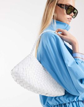 Dragon Diffusion Dragon Diffusion Rosanna woven leather shoulder bag in stark white