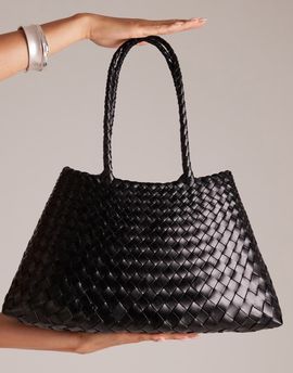 Dragon Diffusion Dragon Diffusion santa croce big woven leather bag in black