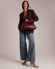 Dragon Diffusion Dragon Diffusion santa croce big woven leather bag in burgundy-Red - 2