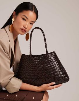 Dragon Diffusion Dragon Diffusion santa croce big woven leather bag in dark brown