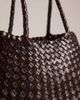 Dragon Diffusion Dragon Diffusion santa croce big woven leather bag in dark brown - 2