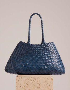 Dragon Diffusion Dragon Diffusion santa croce big woven leather bag in navy blue